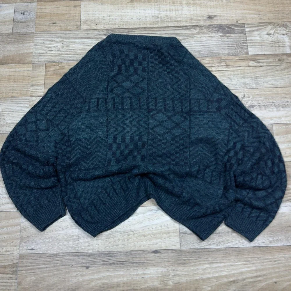 Vintage 90s BHs 3D Knit Sweater Textured Gorpcore Streetwear Green XL (D1)